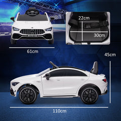 AIYAPLAY Mercedes-Benz AMG CLA 45 Licensed 12V Kids Electric Car Ride on Car w/ Remote, Suspension Lights Music Horn - White