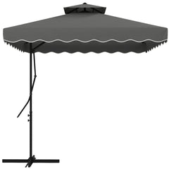 Outsunny 2.5m Square Double Top Garden Parasol Cantilever Umbrella with Ruffles, Dark Grey