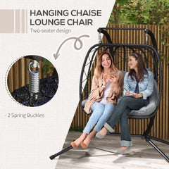 Outsunny Two-Seater Steel Frame Hanging Egg Chair - Black