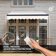 Outsunny 2.5 x 2m Electric Awning with Remote Controller, Aluminium Frame DIY Retractable Awning, UV30+ Sun Shade Canopy for Garden Patio Deck Door Window, Beige