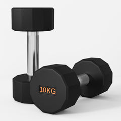 SPORTNOW 2 x 10kg Dumbbells Weights Set with 12-Sided Shape and Non-Slip Grip for Men Women Home Gym Workout