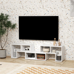 HOMCOM TV Stand for TVs up to 75 Inches, Free Combination TV Unit with Storage Shelves, Extendable Entertainment Centre for Living Room, White Wood Grain