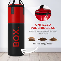 SPORTNOW Unfilled Punching Bag Set with Boxing Bag Bracket, Boxing Gloves, Hand Wraps and 360√Ç¬∞ Swivel Hook