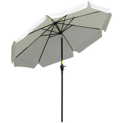 Outsunny 2.7m Patio Parasol Garden Umbrellas Outdoor Sun Shade Table Umbrella with Tilt, Crank, 8 Ribs, Ruffles, White