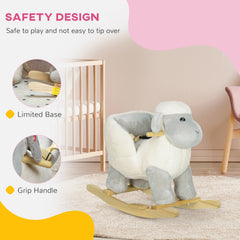 AIYAPLAY Rocking Horse, Ride on Lamb with Safety Belt, Sound, for Ages 18-36 Months, Grey