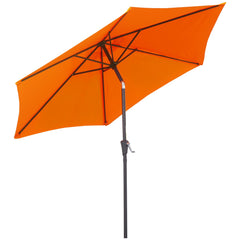 Outsunny 2.6M Garden Parasol Umbrella with Tilt and Crank, Outdoor Sun Parasol Sunshade Shelter with Aluminium Frame, Orange