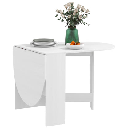 HOMCOM Folding Dining Table, Drop Leaf Table for Small Spaces, Oval Tabletop for Dining Room, Ash Wood-Effect