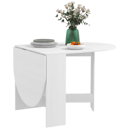 HOMCOM Folding Dining Table, Drop Leaf Table for Small Spaces, Oval Tabletop for Dining Room, Ash Wood-Effect