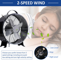 HOMCOM 10" 2-Speed Electric Table Desk Fan w/ Safety Guard Anti-Slip Feet Portable Personal Cooling Fan Home Office Bedroom Black