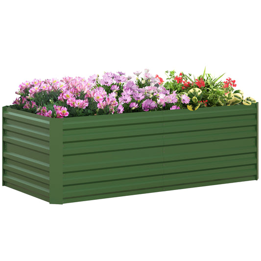 Outsunny Raised Beds for Garden, Galvanised Steel Outdoor Planters with Multi-reinforced Rods, 180 x 90 x 59 cm, Green