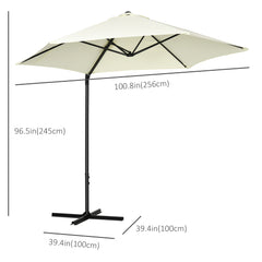 Outsunny 2.5M Garden Cantilever Parasol, Offset Roma Patio Umbrella Hanging Sun Shade Canopy Shelter with 360√Ç¬∞ Rotation and Cross Base, Beige