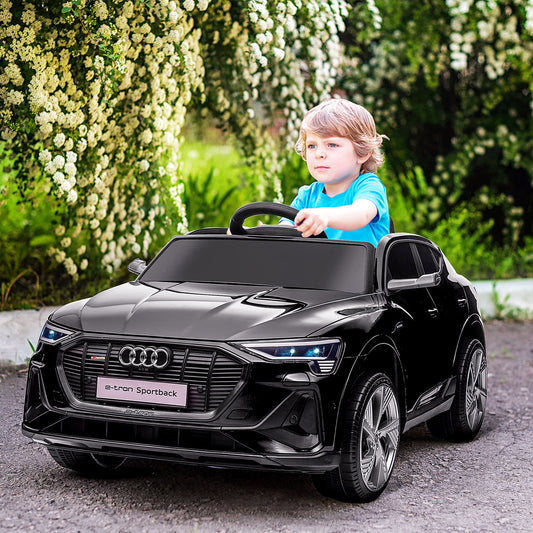 HOMCOM Audi E-tron Licensed 12V Kids' Electric Ride on, Electric Car for Kids, with Parental Remote, Music Lights MP3, Suspension Wheels, for 3-5 Years, Black