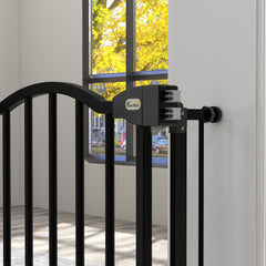 PawHut Metal 74-94cm Adjustable Pet Gate Safety Barrier w/ Auto-Close Door Black