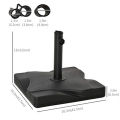 Outsunny 20kg Square Parasol Base Outdoor Garden Cement Umbrella Weight Stand Holder, Fits 32mm,38mm,48mm Pole - Black