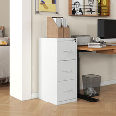 HOMCOM Three-Drawer Modern Steel Filing Cabinet - Cream