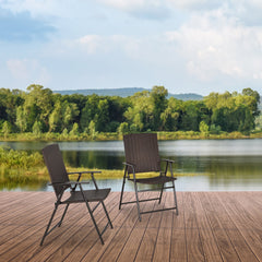 Outsunny Set of Two Folding Rattan Seat Chairs - Brown