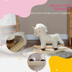 AIYAPLAY Rocking Horse with Unicorn Design, Sounds, for Ages 2-4 Years, White