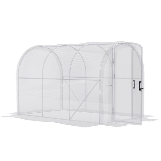 Outsunny Polytunnel Greenhouse Walk-in Grow House with PE Cover, Door and Galvanised Steel Frame, 3 x 2 x 2m, Clear