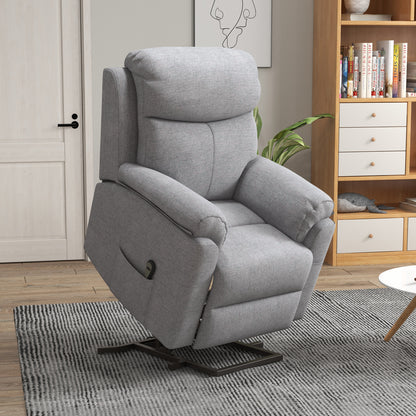 HOMCOM Power Lift Recliner Chair, Electric Lift Chair for Elderly, Overstuffed Linen Fabric Riser and Reclining Armchair with Remote Control, Side Pockets, for Living Room, Grey