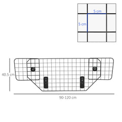 PawHut Dog Guard for Cars Adjustable Boot Barrier Metal Mesh Pet Headrest, 90-120W x 40.5H cm