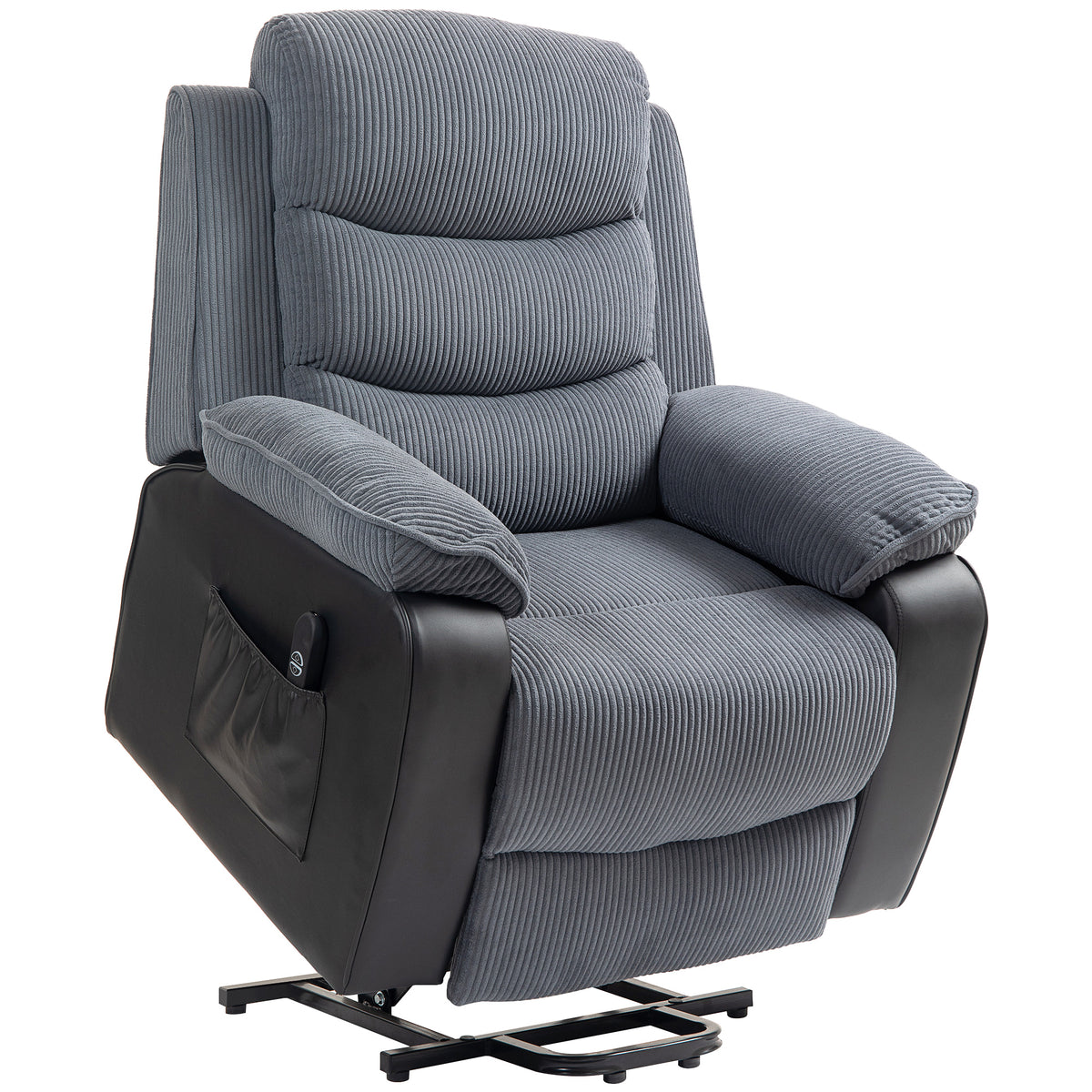 HOMCOM Overstuffed Corduroy Electric Lift Chair - Dark Grey