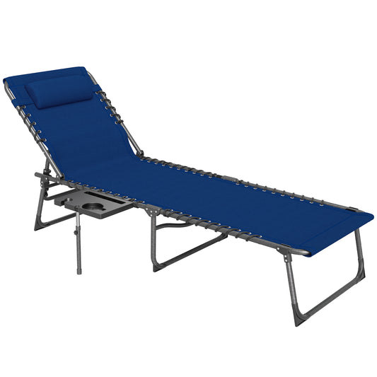 Outsunny Five-Position Reclining Sun Lounger - Dark Blue