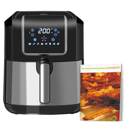 HOMCOM 6.5L Single Basket Air Fryer, 80-200√Ç¬∞C Temperature, Black and Grey