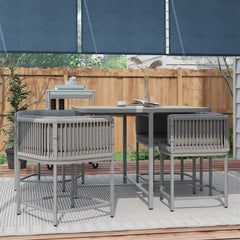 Outsunny 4-Seater Rattan Cube Garden Furniture Set with Cushions - Grey