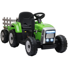 HOMCOM Ride On Tractor, Battery Powered Electric Car, with Detachable Trailer, Remote Control, Music - Green