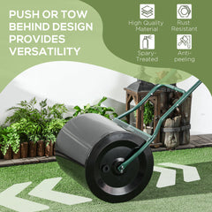 Outsunny √è‚Ä†50cm Steel Garden Lawn Roller Push Pull w/ Fillable Cylinder Water Sand Plug Lawn Flatten Seed Sow Rolling Drum w/ Handle