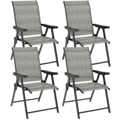 Outsunny Set of Four Folding Outdoor Chairs - Black/Grey