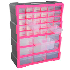 DURHAND 39 Drawers Parts Organiser Wall Mount Tools Storage Cabinet Small Nuts Bolts Garage Clear