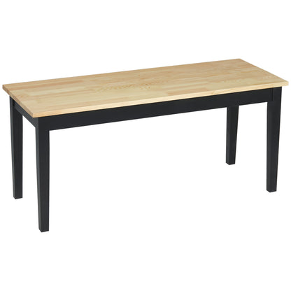 HOMCOM 102 cm Wood Dining Bench for 2 People, Wooden Bench for Kitchen, Dining Room, Entryway, Black