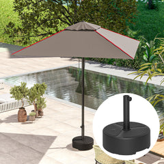 Outsunny Round Garden Parasol Base, Garden Umbrella Stand Heavy Duty Parasol Base, Filled Up to 20kg with Stand or 18kg with Water for Garden, Poolside, Black