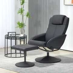 HOMCOM Faux Leather Reclining Chair and Footstool - Black