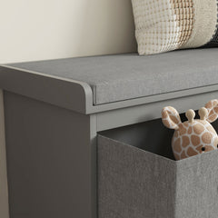 HOMCOM Three-Drawer Shoe Storage Bench, with Padded Top Seat - Grey