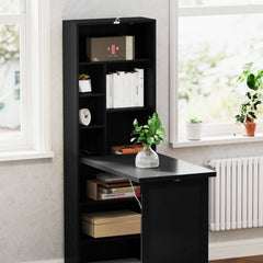 HOMCOM Three-Part Work Desk, with Storage and Chalkboard - Black