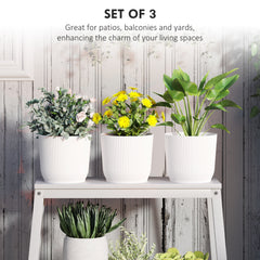 Outsunny Set of Three √ê¬§22cm Planters - White