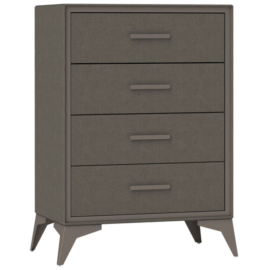 HOMCOM Velvet-Feel Chest of Four Drawers - Brown