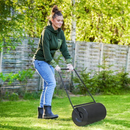 DURHAND Heavy Duty Garden Lawn Roller Push Tow Water Sand Filled 46L Equipment Manual Push Rolling Drum