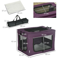 PawHut 60cm Pet Carrier, with Cushion, for Miniature Dogs - Purple