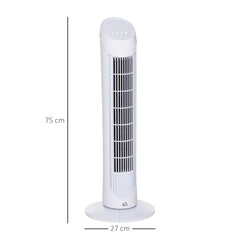 HOMCOM Tower Fan for Bedroom Cooling, 30 Inch Electric 70√Ç¬∞ Oscillating Fan with 3 Speed Settings, Standing Floor Fan for Home Office Indoor, White