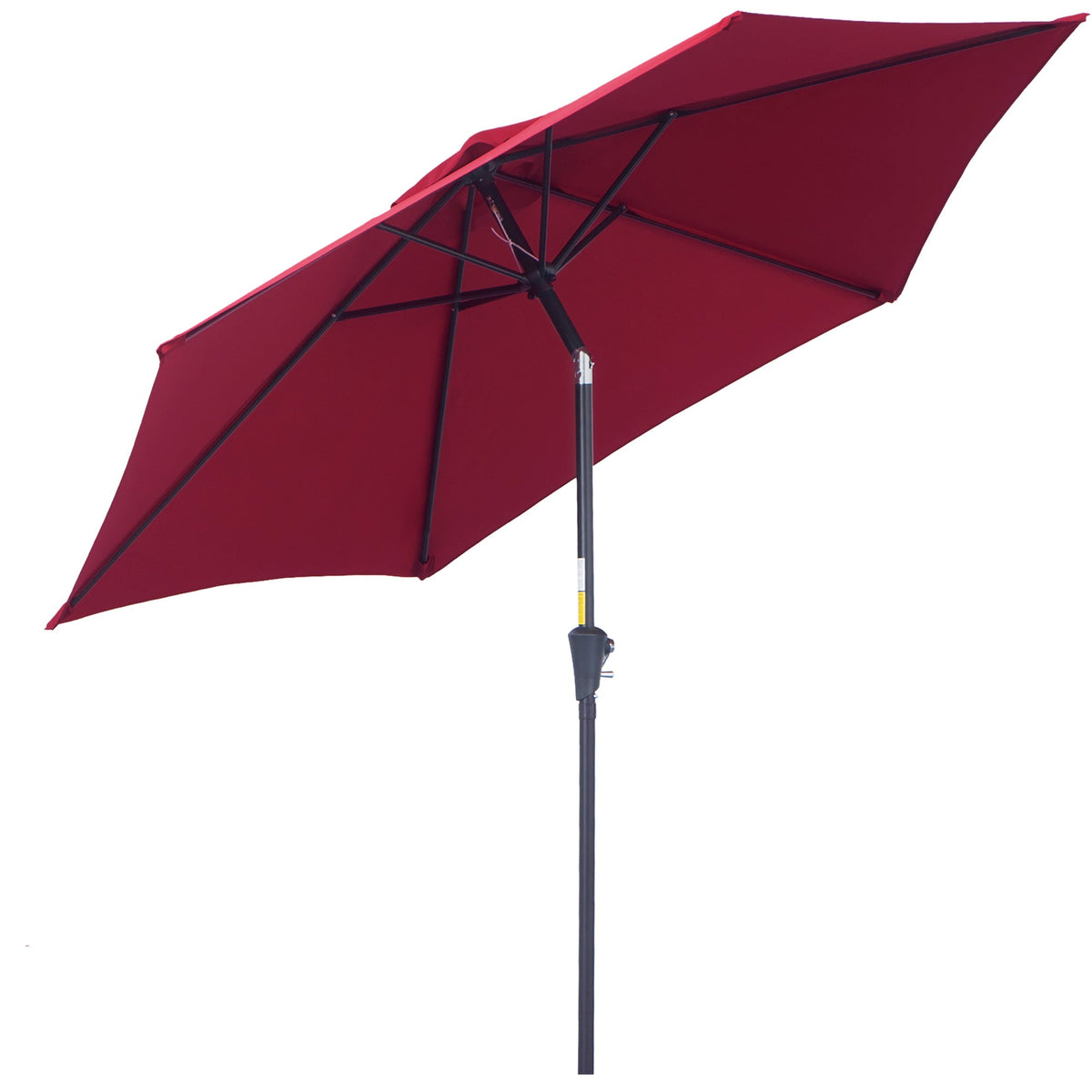 Outsunny 2.6M Garden Parasol Umbrella with Tilt and Crank, Outdoor Sun Parasol Sunshade Shelter with Aluminium Frame, Wine Red