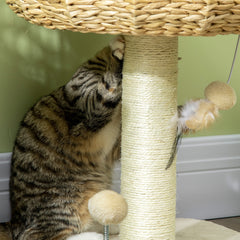 PawHut 51cm Cat Tree Kitten Tower, with Sisal Scratching Post, Top Bed, Toy Ball