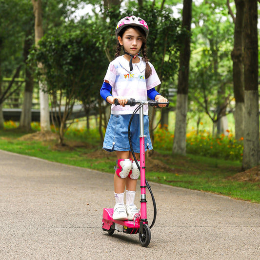 HOMCOM Foldable Electric Kids Scooter, Ride on, for Ages 7-14 Years, Pink