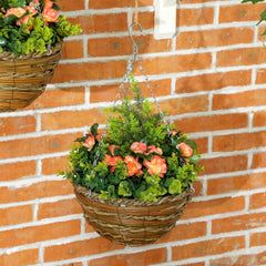 Outsunny Set of Two Hanging Lisianthus Flower Pots - Orange/Green