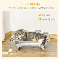 PawHut Cat Scratching Board Cardboard Cat Scratchers Lounger, 60 x 29 x 26.5cm