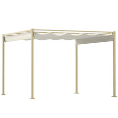 Outsunny 3 x 3(m) Garden Pergola with Retractable Roof and Magnetic Fixture, Outdoor Gazebo Pergola Kit Sun Shade Canopy, UPF30+, Khaki