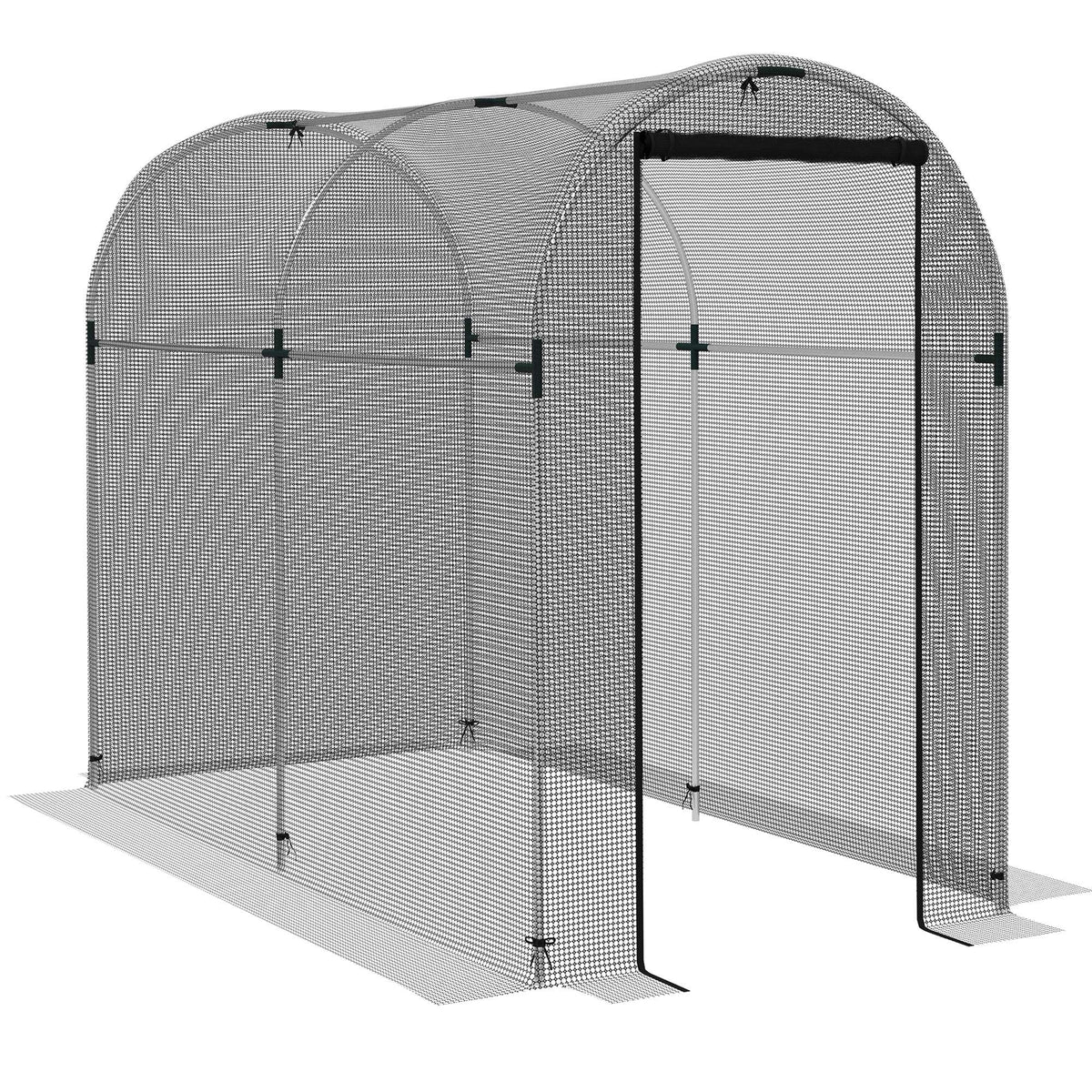 Outsunny Galvanised Steel Fruit Cage, Plant Protection Tent with Zipped Door, 1.2 x 2.4 x 1.9m, Black