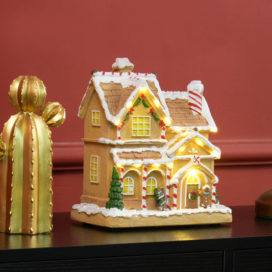 HOMCOM Gingerbread House Light & Music Christmas Decoration